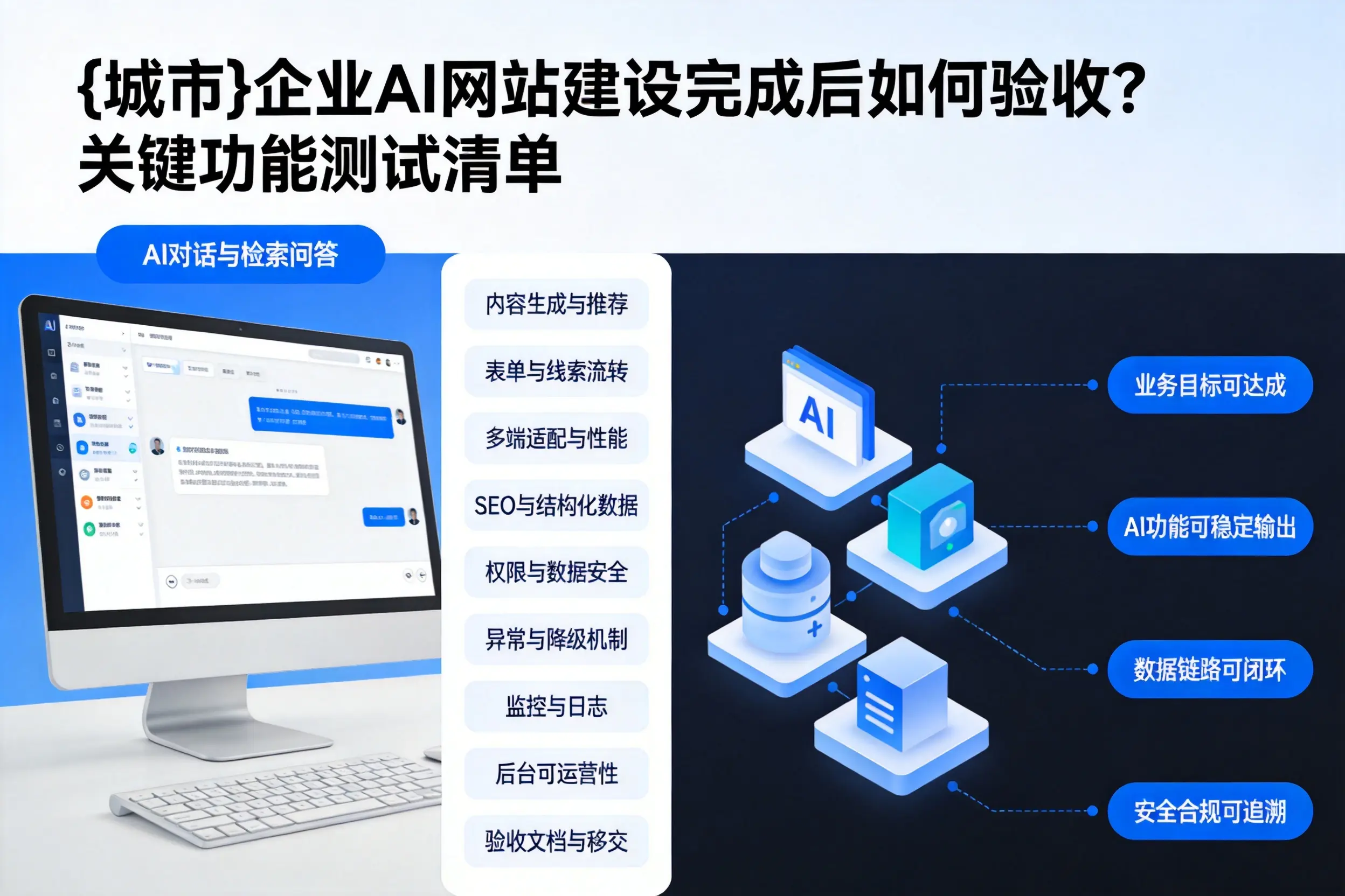 荆州企业AI网站建设完成后如何验收？关键功能测试清单