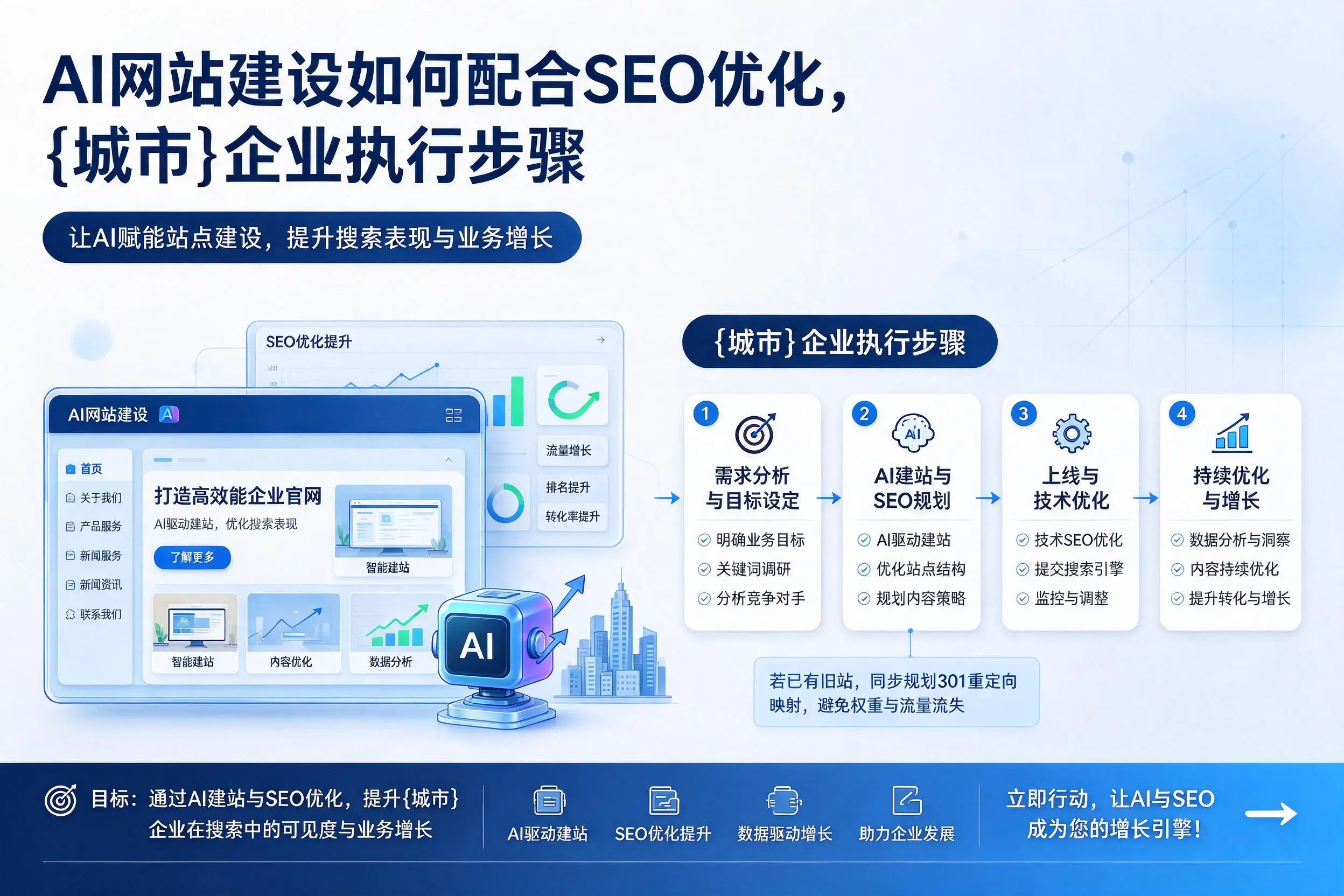 AI网站建设如何配合SEO优化,荆州企业执行步骤