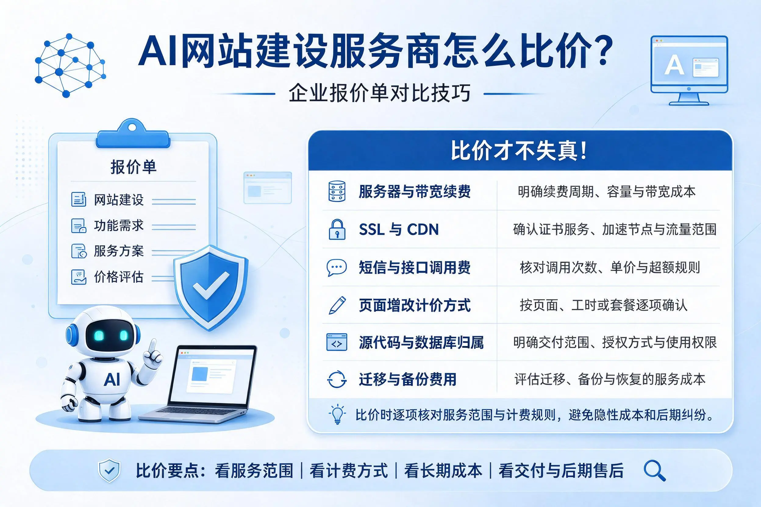 AI网站建设服务商怎么比价?荆州企业报价单对比技巧