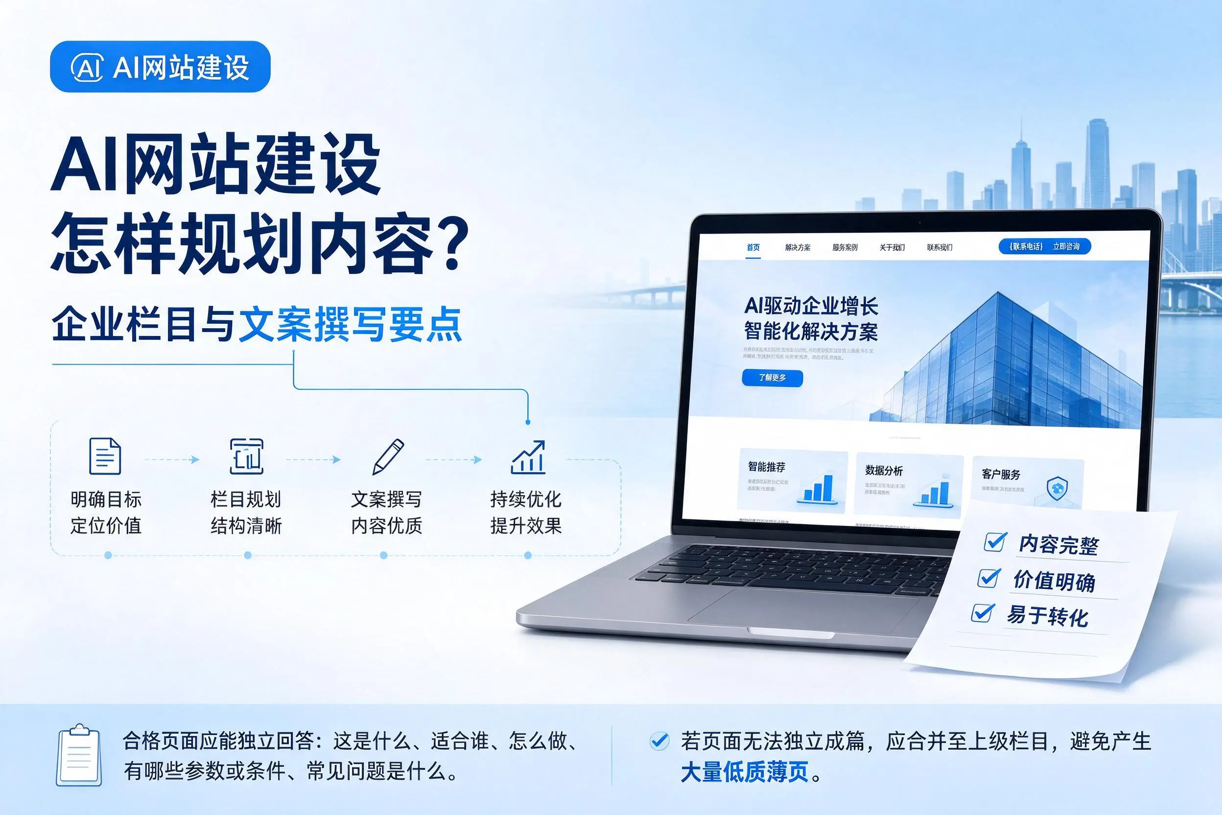 AI网站建设怎样规划内容?荆州企业栏目与文案撰写要点